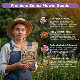 Organo Republic backyard zinnia garden ready seeds for beds.