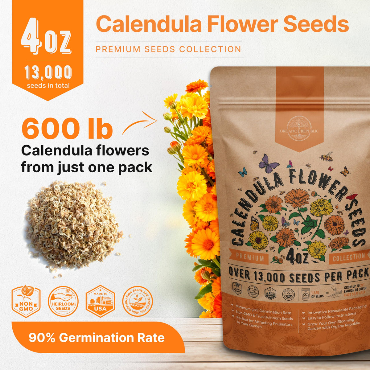 Close-up of waterproof resealable bag protecting seeds.