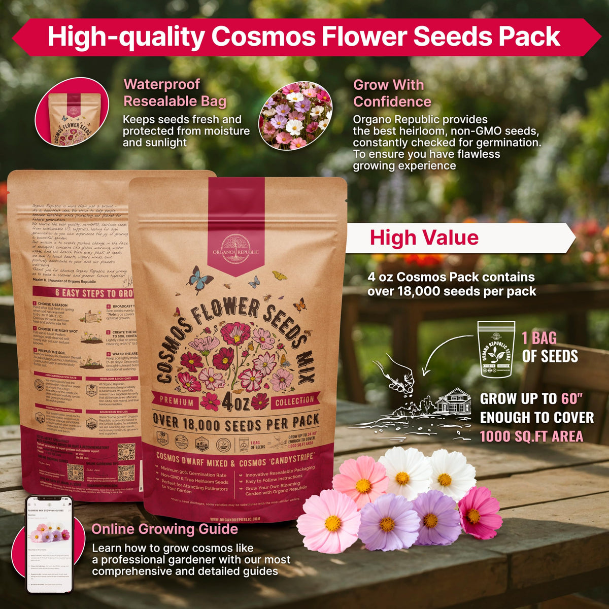Inside view of the waterproof bag preserving cosmos seeds freshness