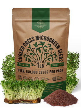 Organo Republic Cress seeds in resealable bag for easy planting and long-term storage.