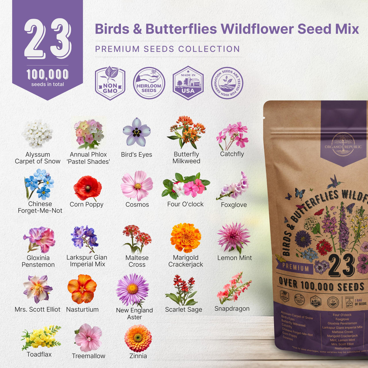 Organo Republic heirloom wildflowers germinate reliably with strong sprouts