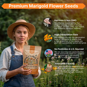 Organo Republic marigold seeds pack QR guide for easy planting instructions