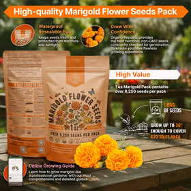 Organo Republic marigold seeds pack resealable bag protects viability