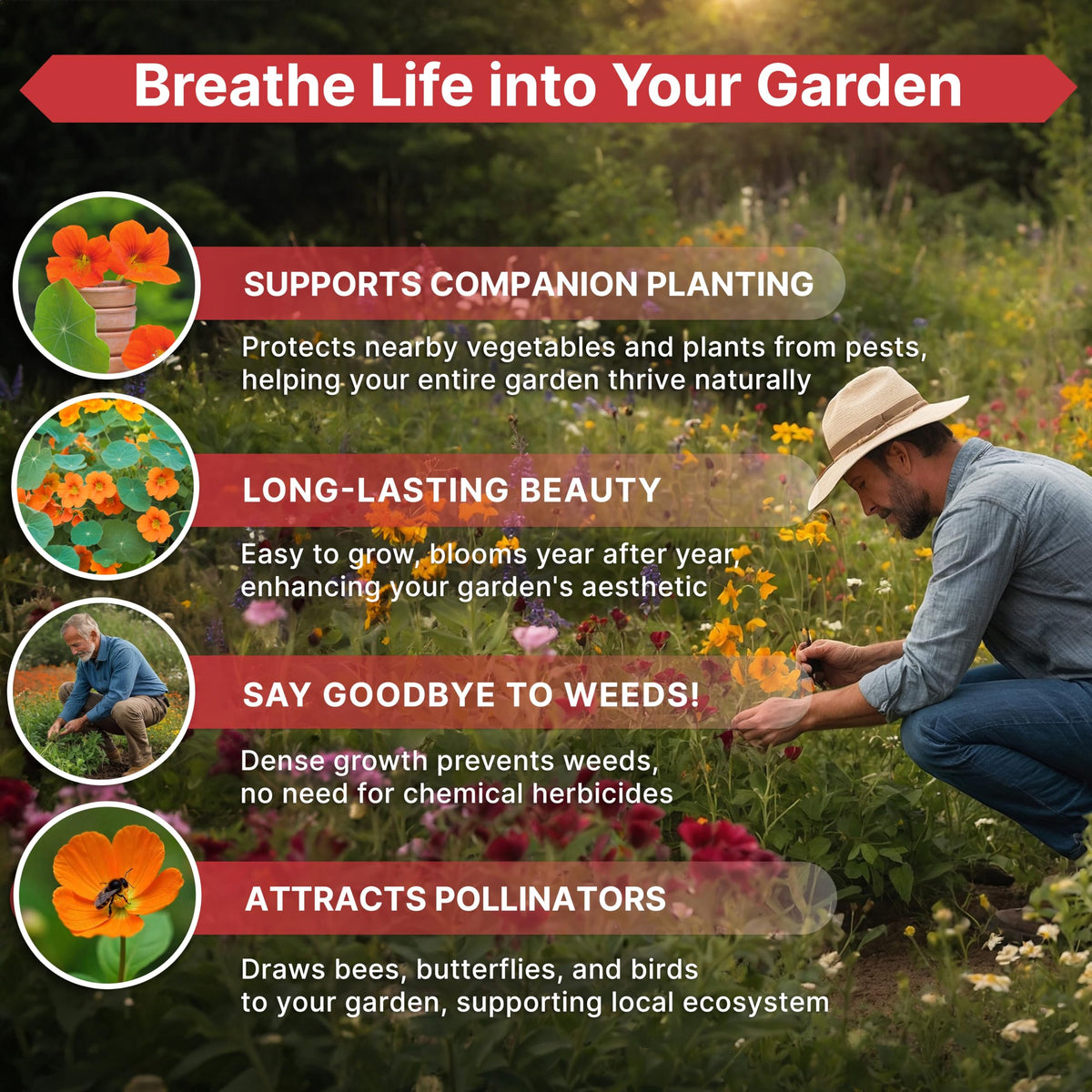 Organo Republic Nasturtium seeds pack suitable for indoor and outdoor planting