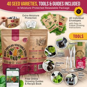 QR code guide on Organo Republic seed packets for growing tips and recipes
