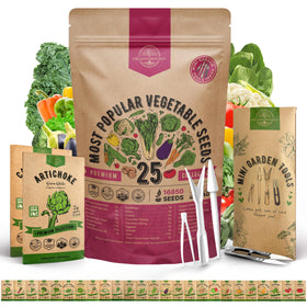 Organo Republic seed pack front view showing 25 varieties for home gardening
