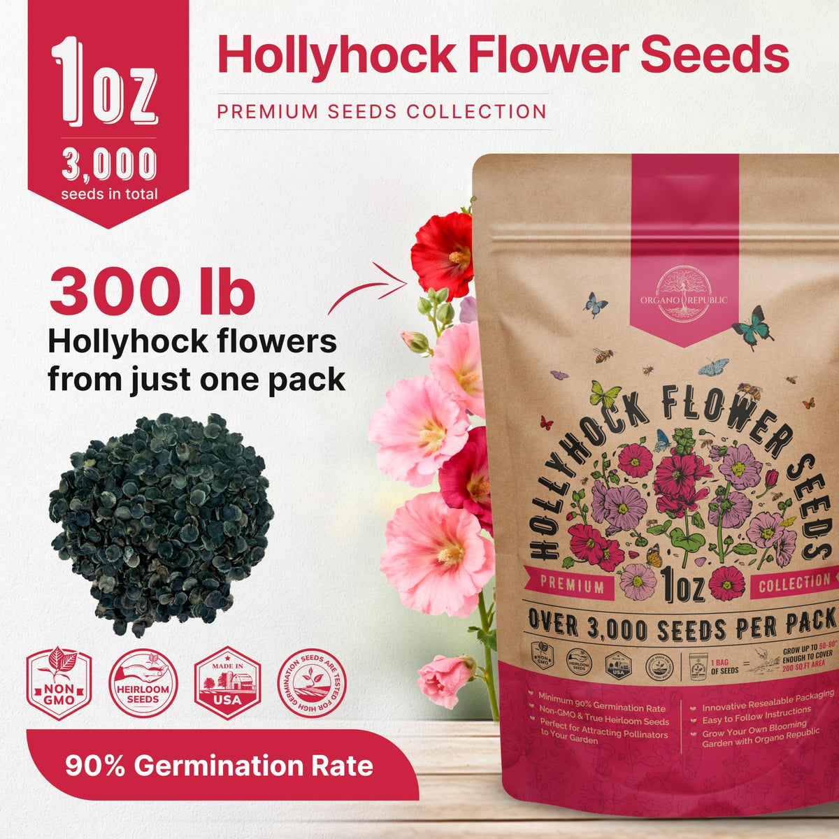 Organo Republic seed packet QR code links to the growing guide.