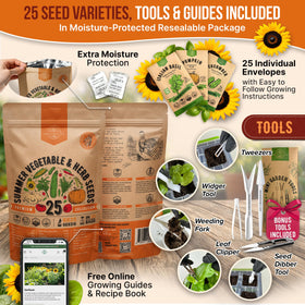 Organo Republic seed packets with QR guides image linked to growing tips and recipes