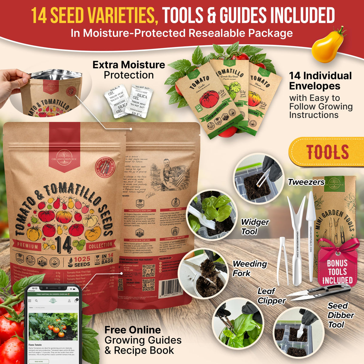 Organo Republic waterproof seed bag protects seeds during storage.