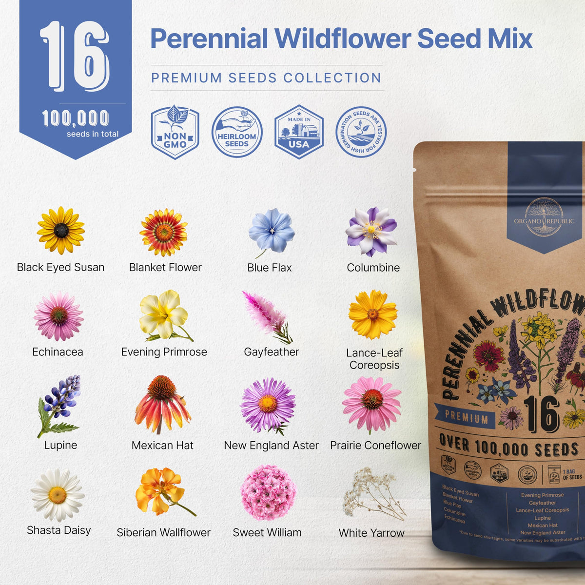 Organo Republic seed mix includes heirloom varieties for a long-lasting, colorful window garden.