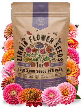 Organo Republic zinnia seeds pack 1oz in a ready-to-plant packet.
