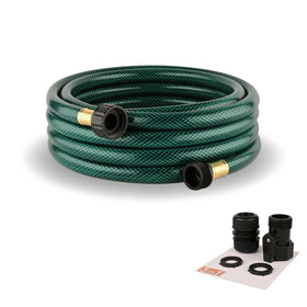 Orgrimmar 15ft garden hose shows flexible design for easy maneuvering around plants.