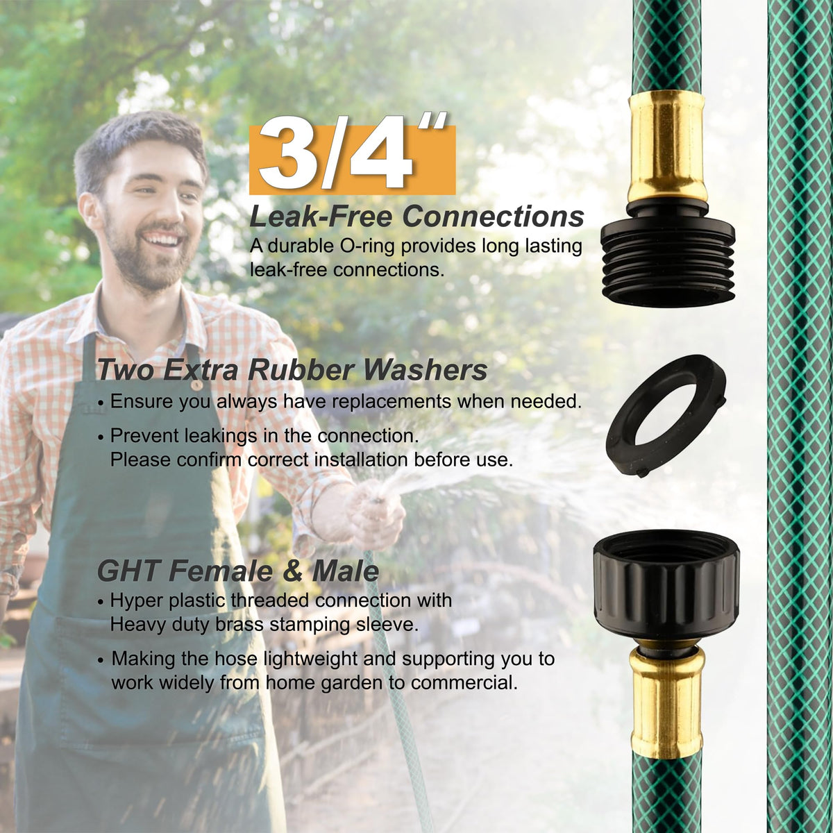 Orgrimmar Leader Hose leakproof double seals minimize leaks during high flow watering