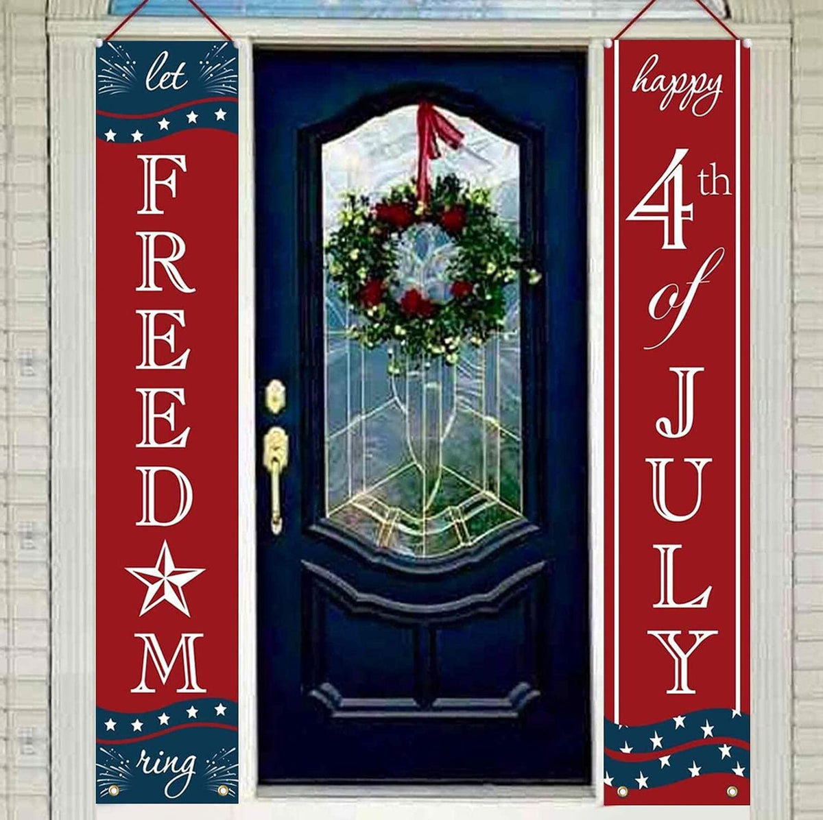 Oriental Cherry Independence Day wall decor for porch or entryway.