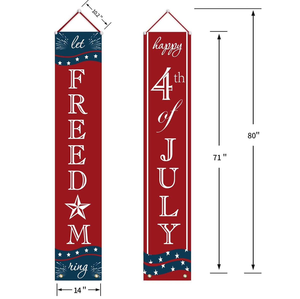 Oriental Cherry patriotic hanging flags and bunting for festive front door display.