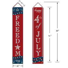Oriental Cherry patriotic hanging flags and bunting for festive front door display.