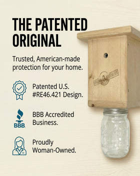 Original B Brothers wooden bee trap showcases natural hardwood for durable outdoor use.