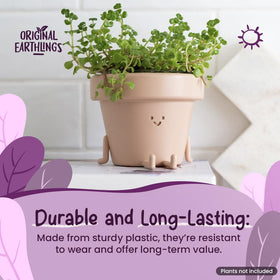 Original Earthlings plastic planter featuring drainage for easy moisture control.