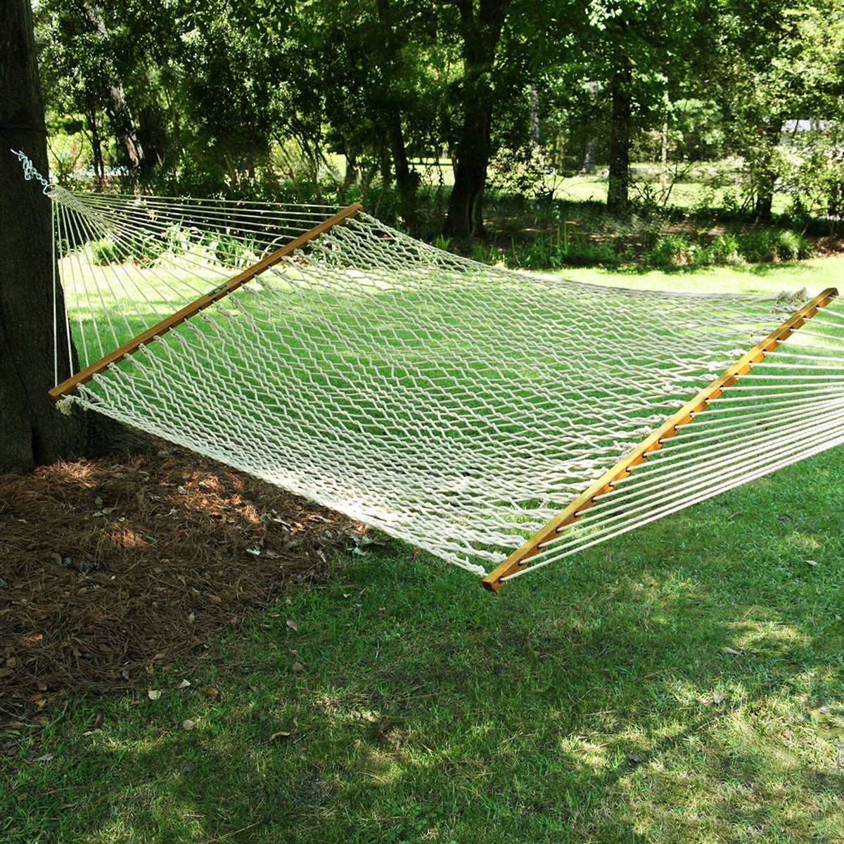 Original Pawleys Island backyard relaxation scene shows ample comfort and space.
