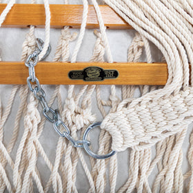 Original Pawleys Island zinc-plated hardware resists rust in outdoor settings.