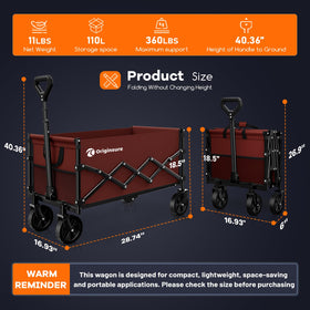 Originsure all-terrain wheels with 360° rotation for easy outdoor travel.