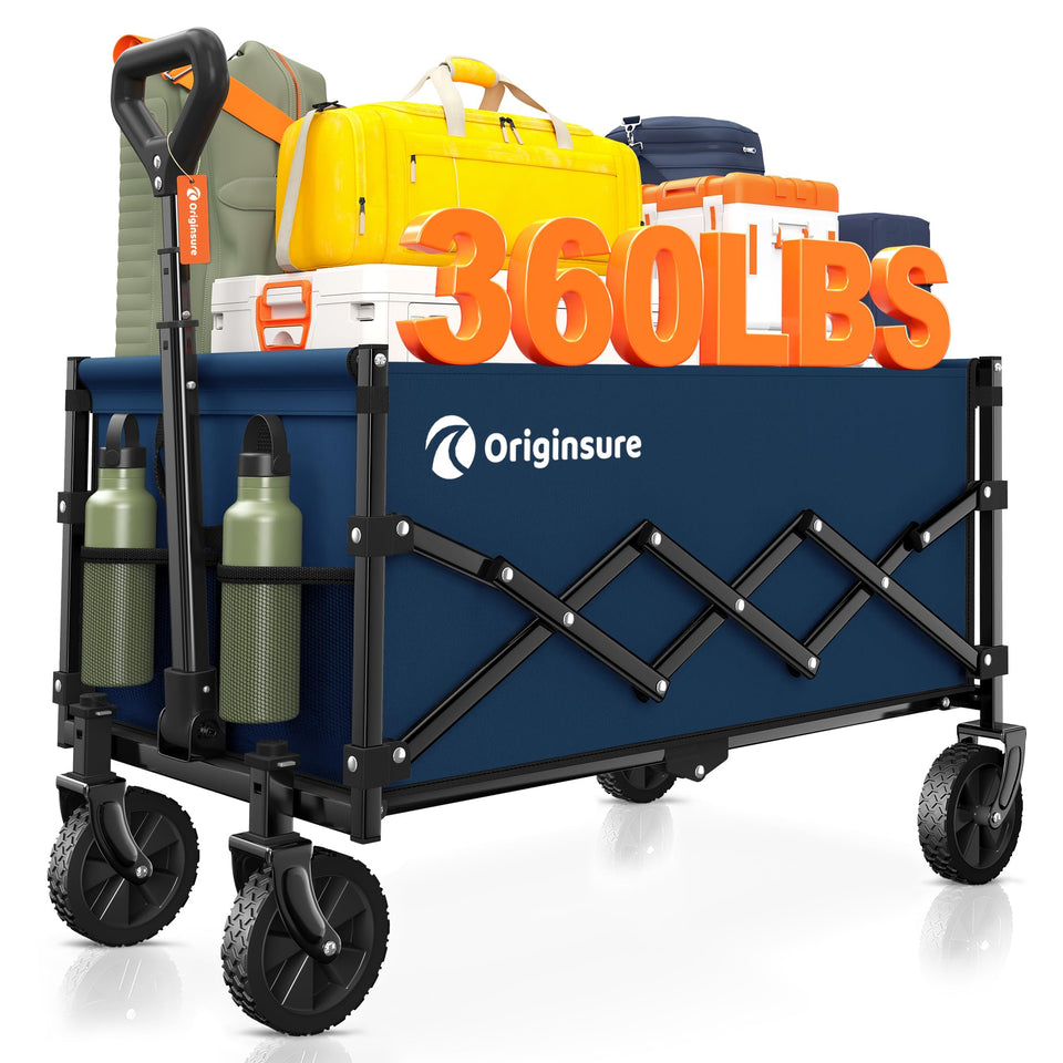 Originsure collapsible wagon cart unfolded for easy transport in blue