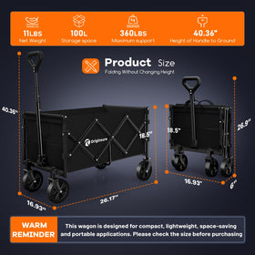 Originsure wagon with 360-degree wheels navigates uneven sidewalks with smooth handling