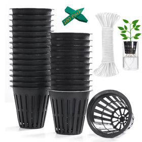 ORIMERC 2-inch net pot assembly with slotted mesh for aeration in hydroponics.