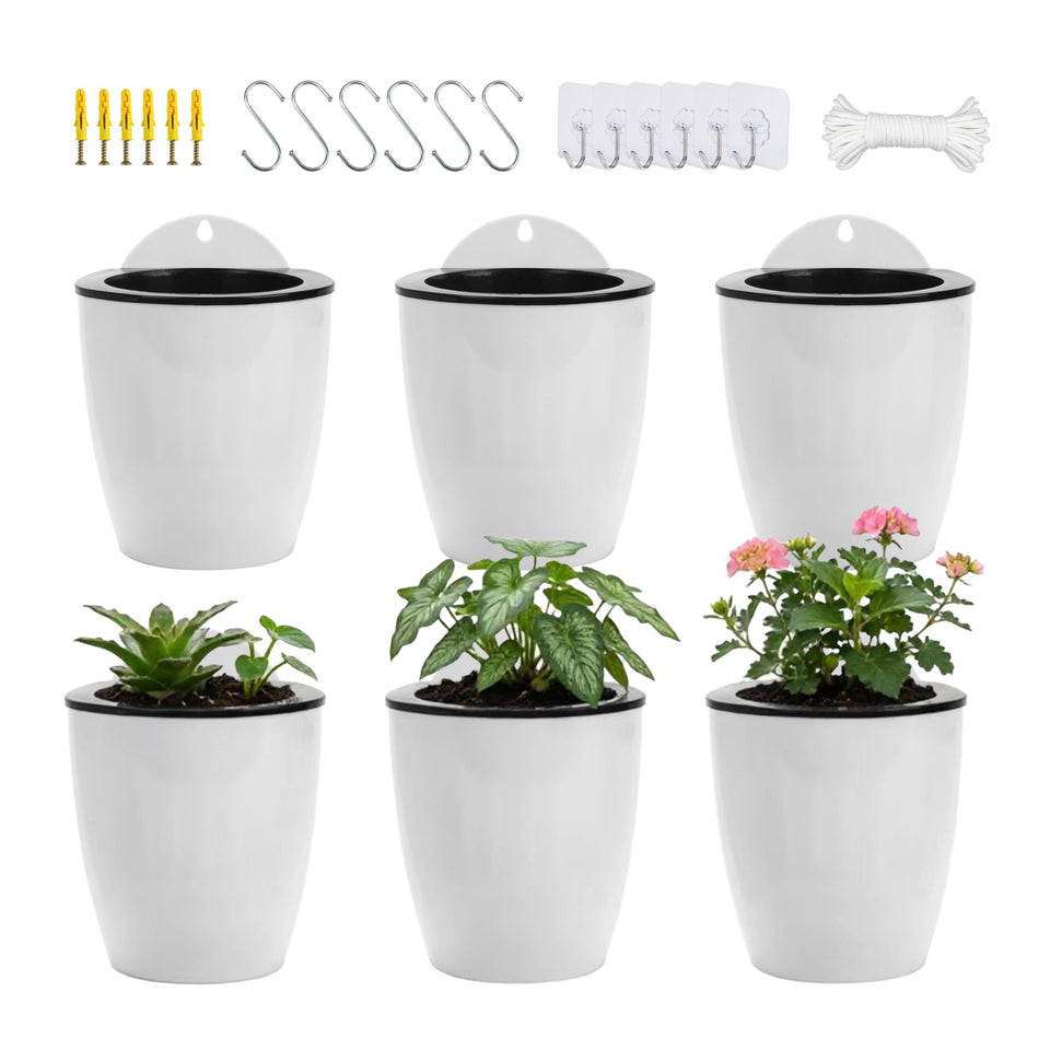 ORIMERC hanging planter with self-watering for easy herb care.