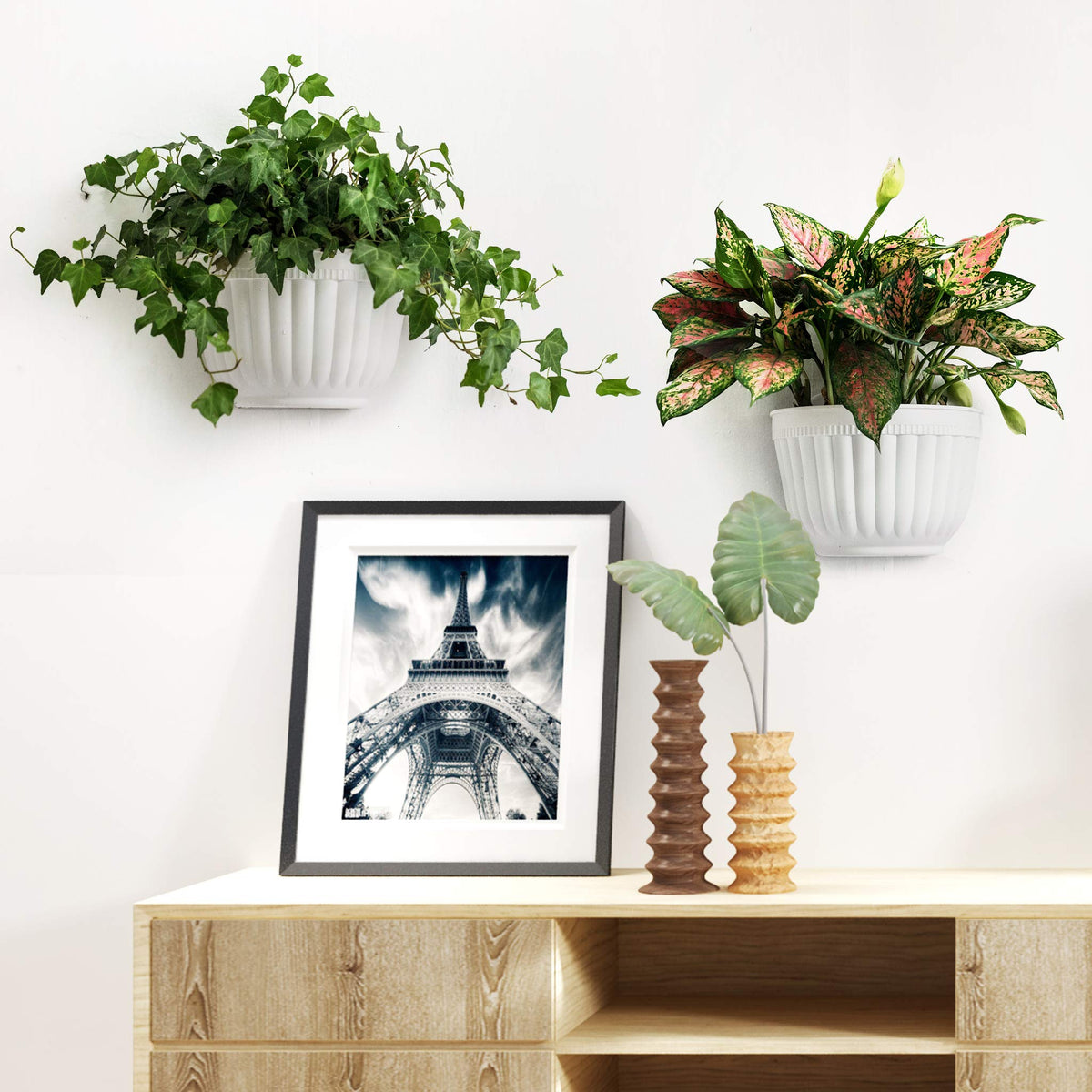 ORIMERC modern white wall planter adds sleek decor to any space