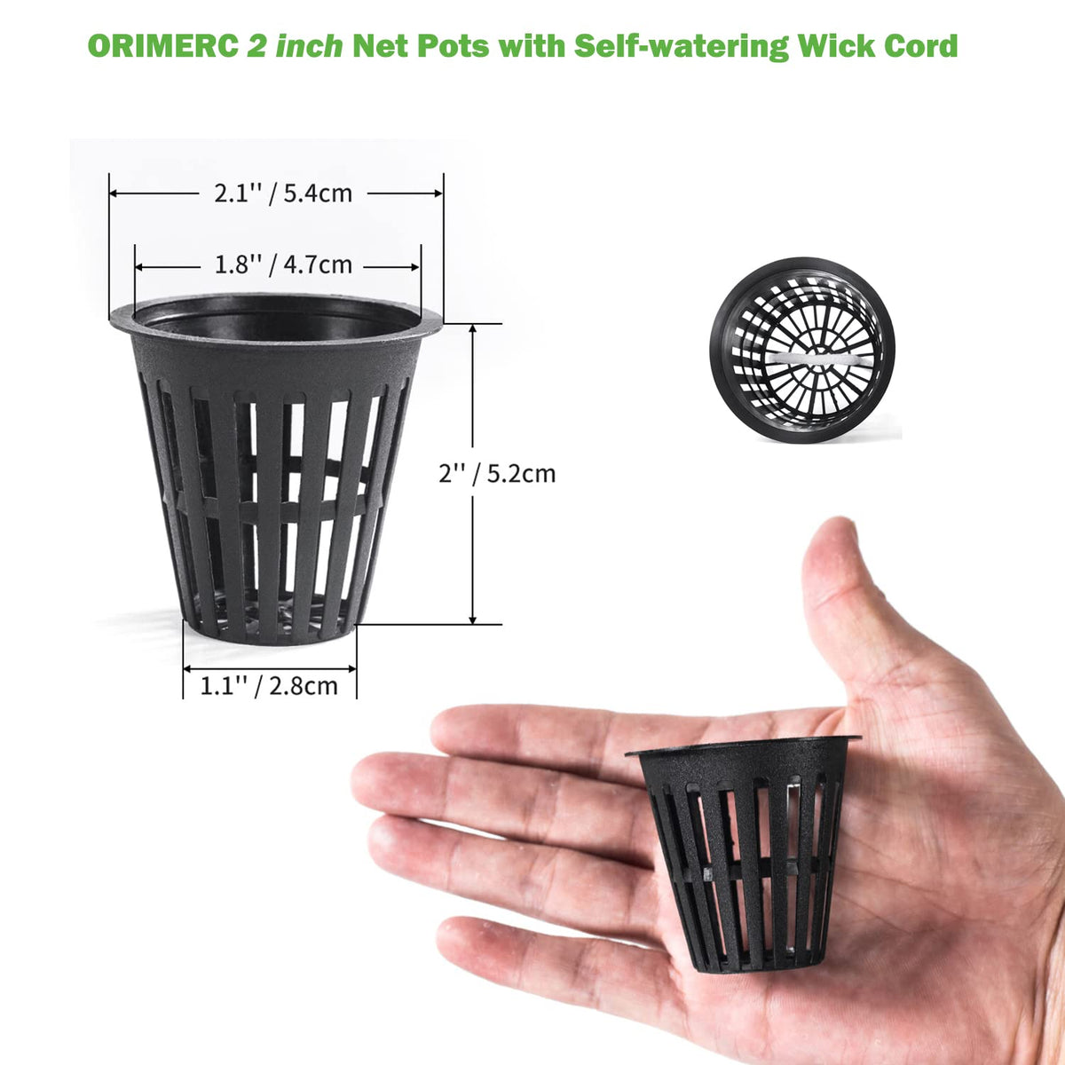 ORIMERC net pot with watering rope illustrating DIY self-watering capability.