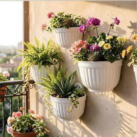 ORIMERC window hanging basket in white ideal for sunny herbs on a window