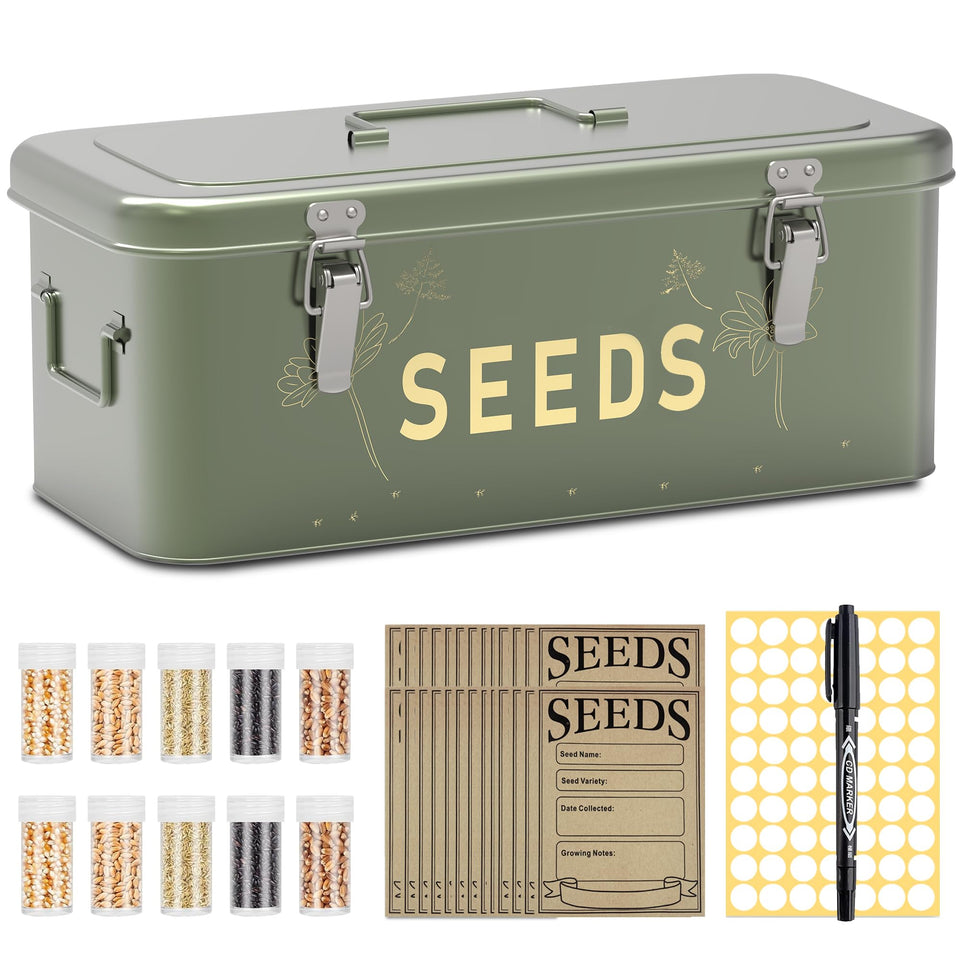 Orionstar metal seed storage box front view for organized seed management