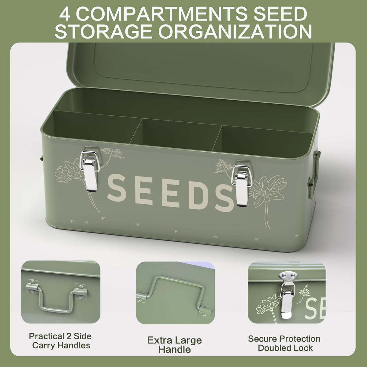 Orionstar glass-clear seed bottles showcase contents for quick inventory