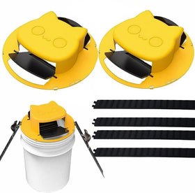 Orivo bucket trap lid front view showing the two-pack design for home use.