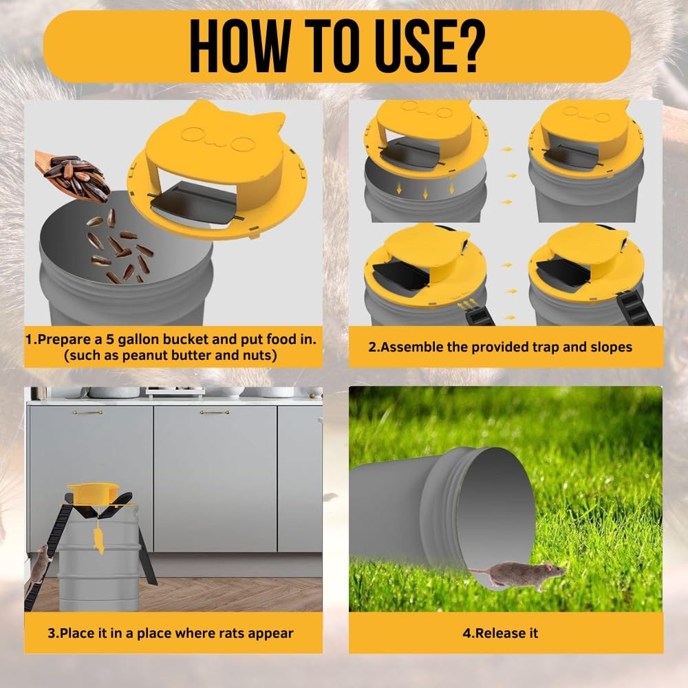 Orivo multicatch auto-reset 5-gallon trap setup demonstrates quick, hands-free operation.