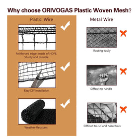 ORIVOGAS Black Plastic Fence rust-free, budget-friendly barrier
