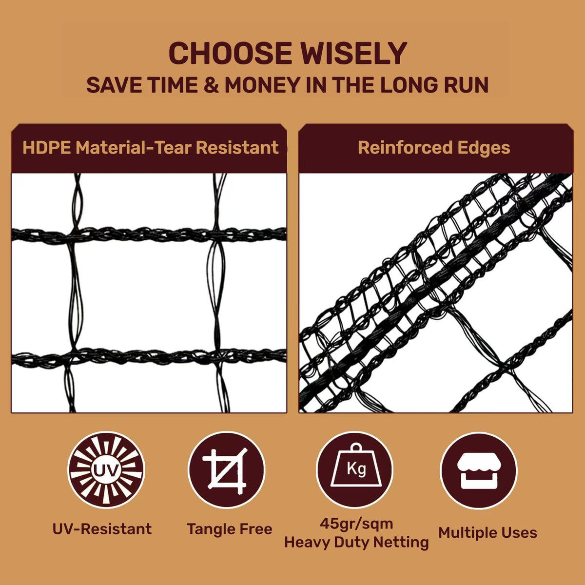 ORIVOGAS versatile netting used on fruit trees and raised beds