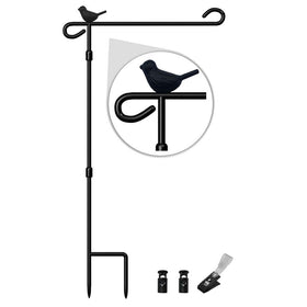 ORIZZP garden flag holder with bird-top design enhances curb appeal and display stability.