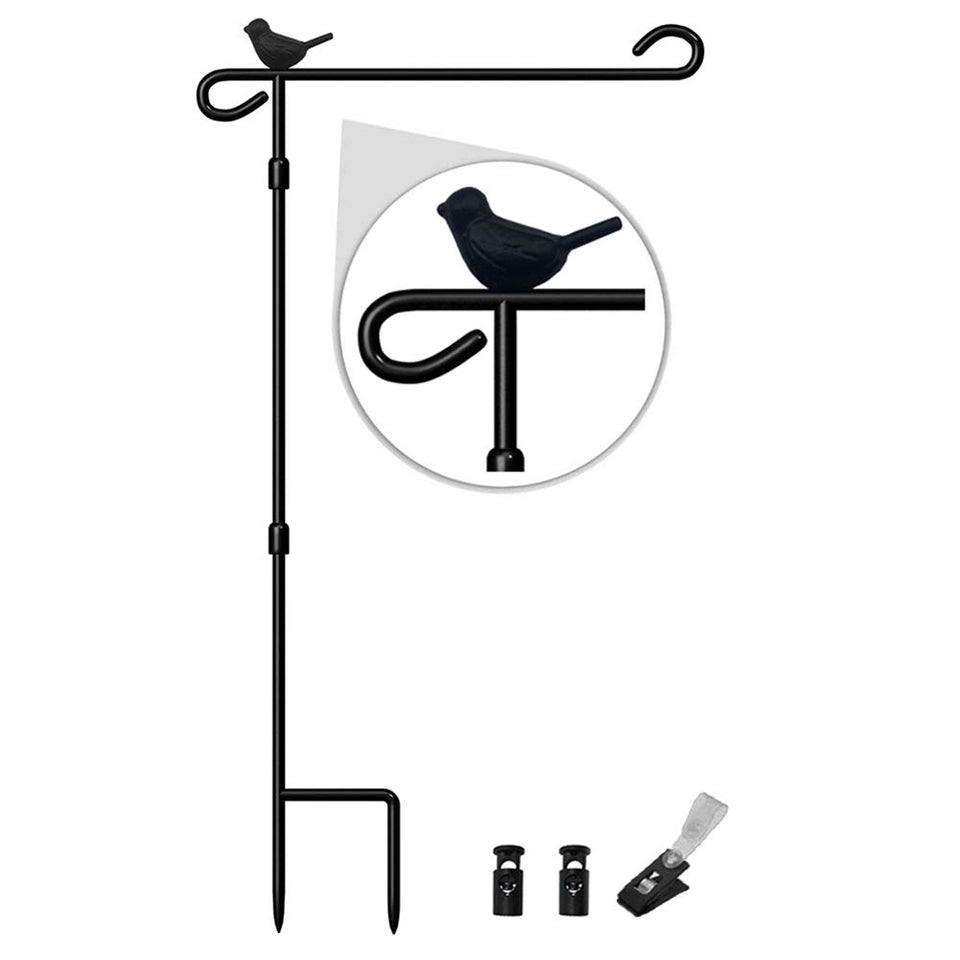 ORIZZP garden flag holder with bird-top design enhances curb appeal and display stability.