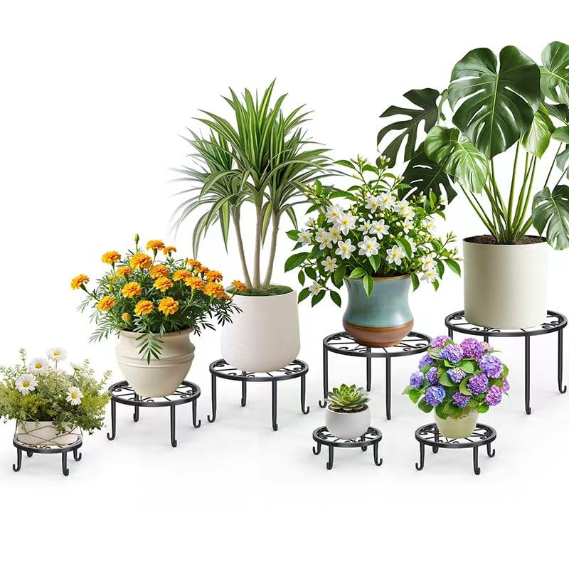 ORNQZ ANXI 7-pack metal plant stands arranged in corner display to save space