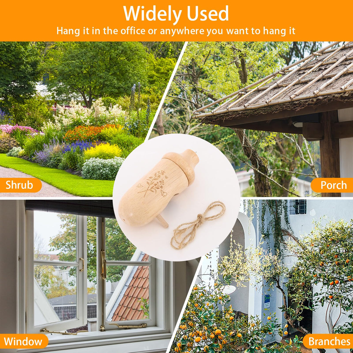 OROGHT hummingbird house outdoor-garden-use blends with plants and lighting.
