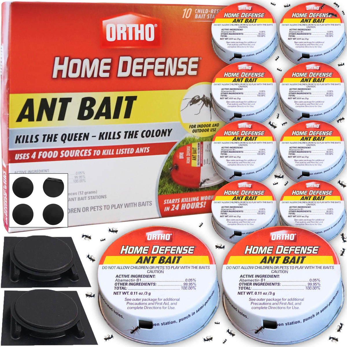 Ortho Ant Traps Indoor in a metallic case for spill protection and clean setup