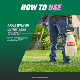 Ortho Chickweed, Clover & Oxalis Killer for Lawns label emphasizes broadleaf weed control.