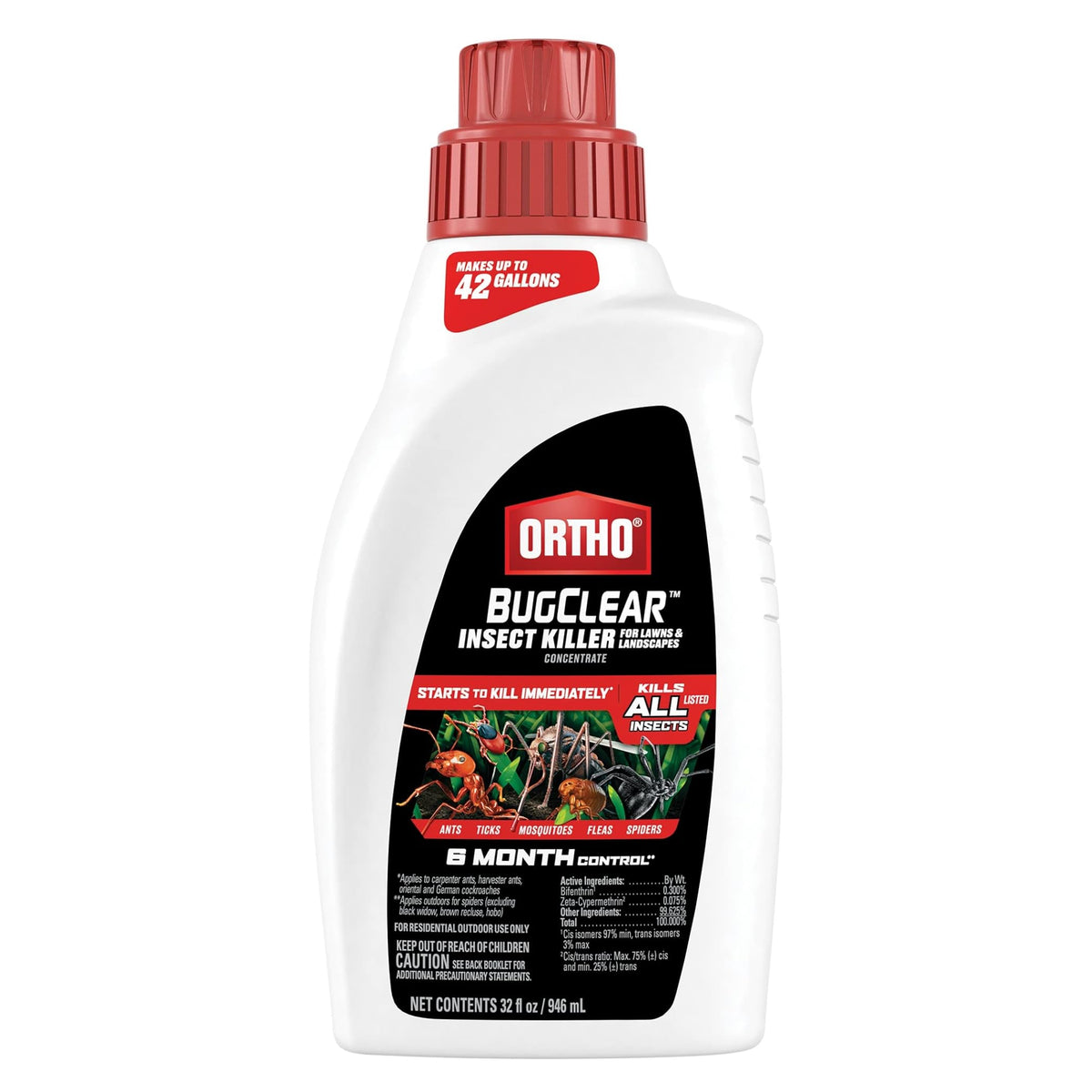Ortho BugClear bottle front view prepared for outdoor pest control.
