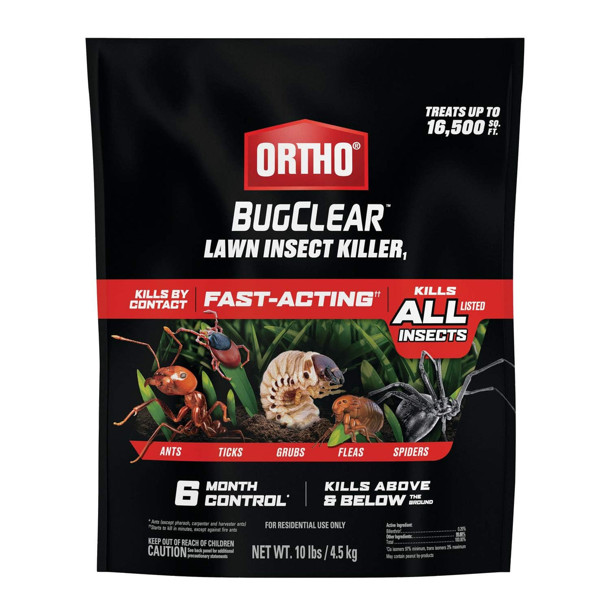 Ortho BugClear Lawn Insect Killer1 bag front for outdoor pest protection