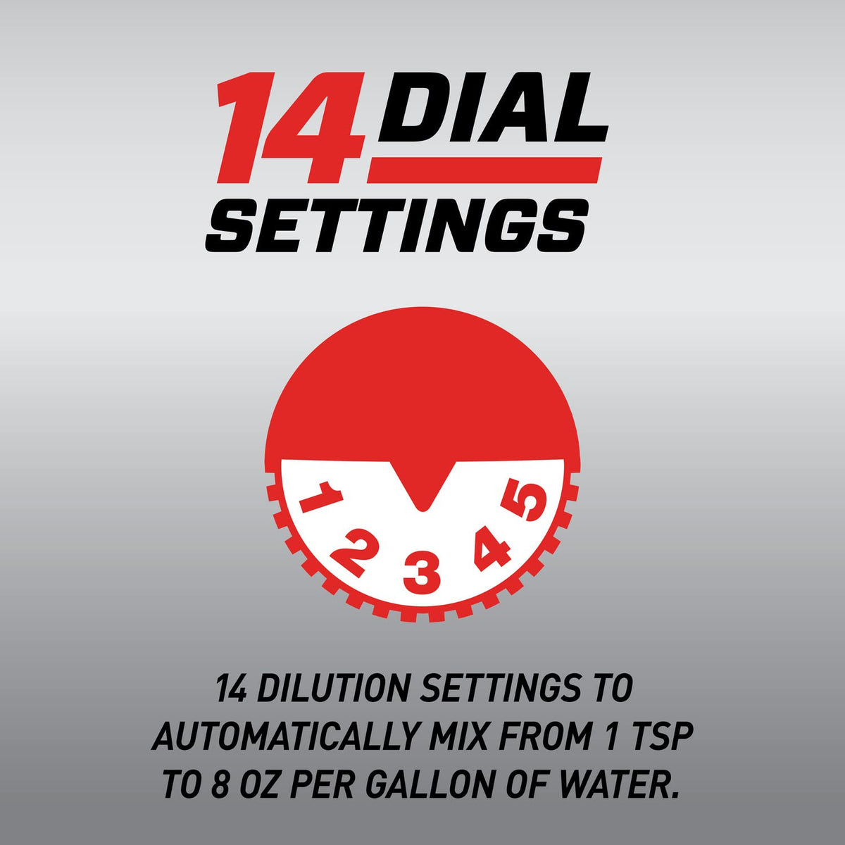Ortho Dial N Spray provides 14 dilution settings for exact concentrate control.