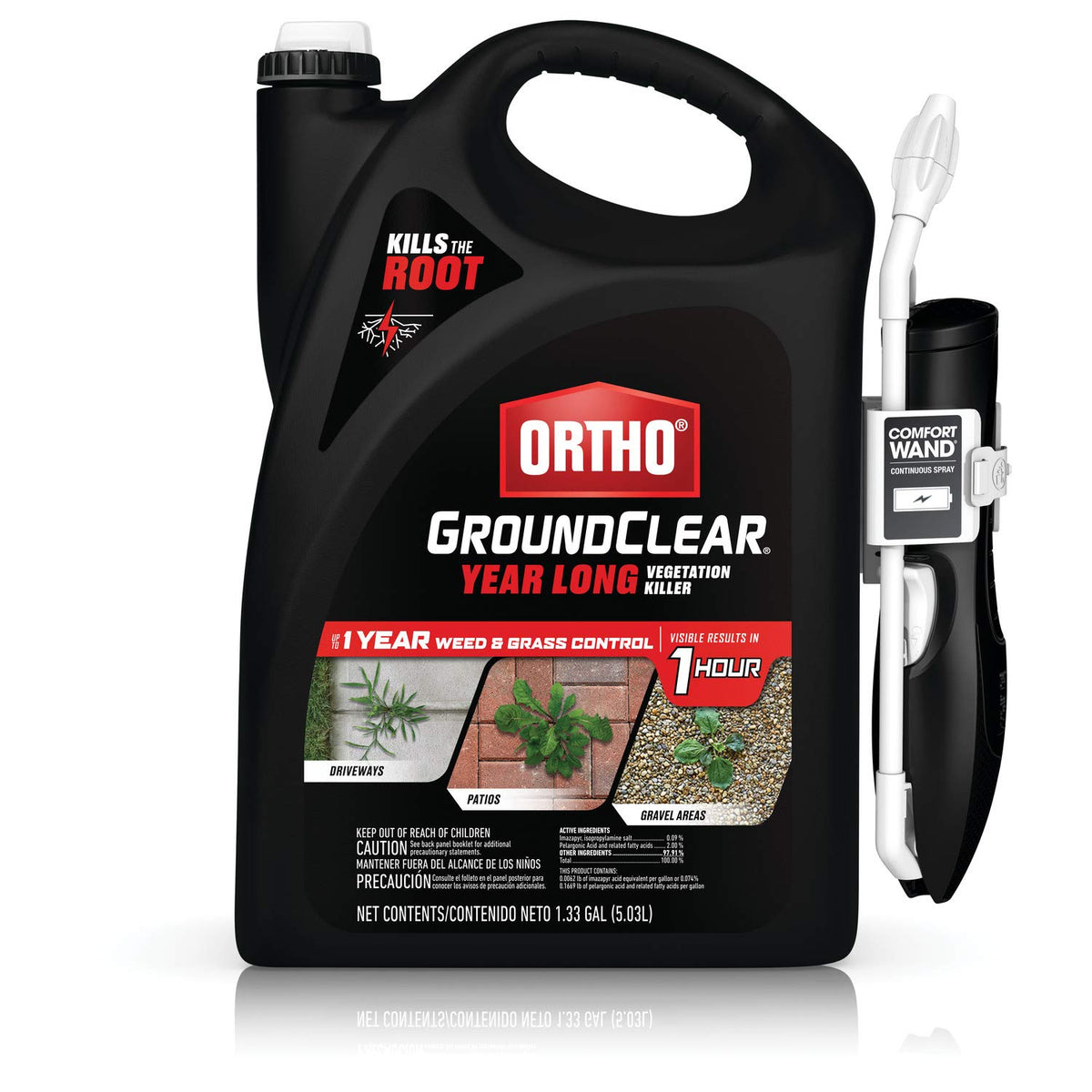 Ortho GroundClear with Comfort Wand applying weeds near a driveway for fast results