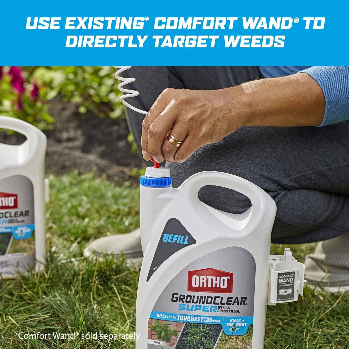 Driveway edge weed control with Ortho GroundClear spray.