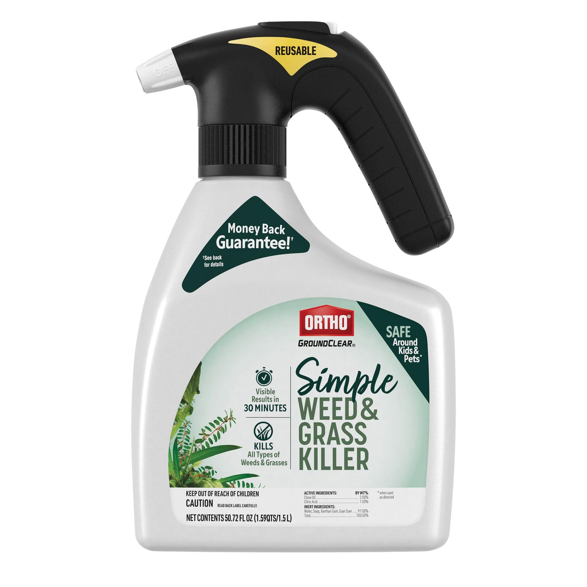 Ortho GroundClear sprayer bottle ready for quick weed control in gardens.